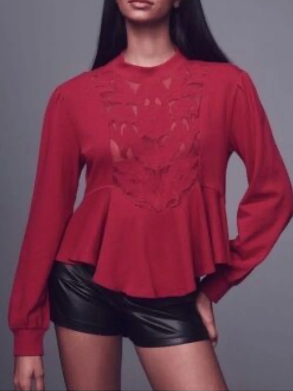 Anthropologie NWT 3X Embroidered Cutwork Swing Long Sleeve Sweatshirt